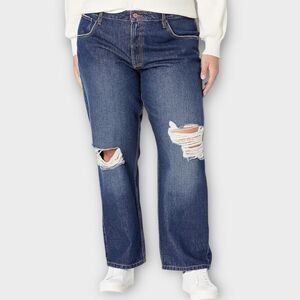 The Drop Women's Luca High Rise Distressed Loose Straight fit Denim Jean Size 35